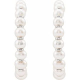 14K White Cultured White Freshwater Pearl 30.3 mm Hoop Earrings