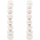 14K Rose Cultured White Freshwater Pearl 30.3 mm Hoop Earrings