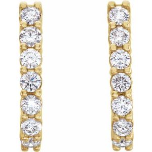 14K Yellow 3/4 CTW Natural Diamond J-Hoop Earrings