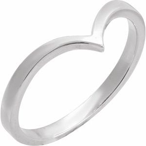 14K White V Ring