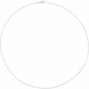 18K White 1.3 mm Cable 24" Chain