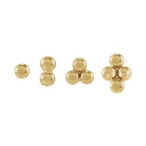 14K Rose 3 Beads Stud Earrings