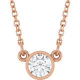 14K Rose 1/4 CT Natural Diamond Solitaire 18" Necklace
