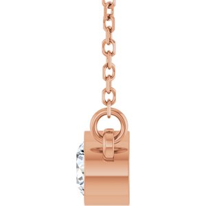 14K Rose 1/4 CT Natural Diamond Solitaire 18" Necklace