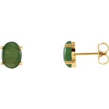 14K Yellow Natural Nephrite Jade Earrings