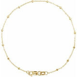 14K Yellow .85 mm Faceted Beaded Cable 7" Chain