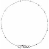 14K White .85 mm Faceted Beaded Cable 7" Chain