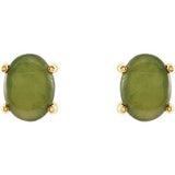 14K Yellow Natural Nephrite Jade Earrings