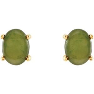 14K Yellow Natural Nephrite Jade Earrings
