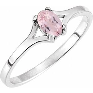 Sterling Silver Natural Pink Morganite Cabochon Ring