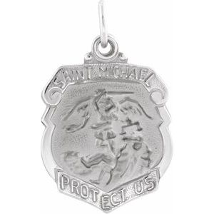 14K White 16.5x14 mm St. Michael Medal