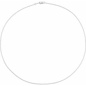 14K White 1 mm Rope 18" Chain
