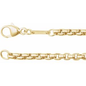 14K Yellow 2.6 mm Rounded Box 8" Chain