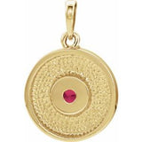 14K Yellow Natural Ruby Disc Pendant