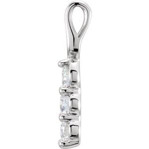 14K White 3/4 CTW Natural Diamond Three-Stone Pendant