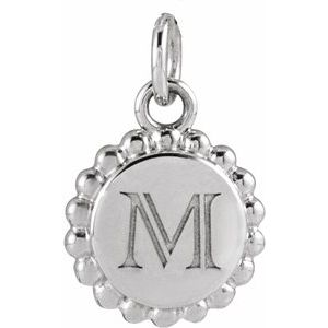 Sterling Silver Engravable Beaded Disc Charm/Pendant