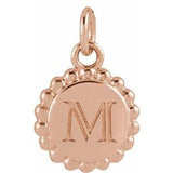 14K Rose Engravable Beaded Disc Charm/Pendant