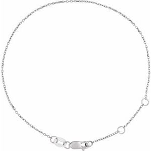 Sterling Silver 1 mm Adjustable Diamond-Cut Cable 6 1/2-7 1/2" Chain