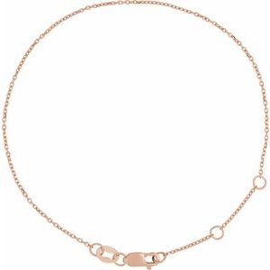 14K Rose 1 mm Adjustable Diamond-Cut Cable 6 1/2-7 1/2" Chain