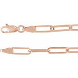 14K Rose 3.85 mm Paperclip-Style 7" Chain