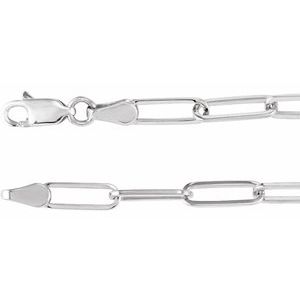 14K White 3.85 mm Paperclip-Style 7" Chain