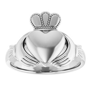 Sterling Silver 10.5 mm Claddagh Band Size 11