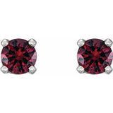 14K White Imitation Mozambique Garnet Youth Earrings