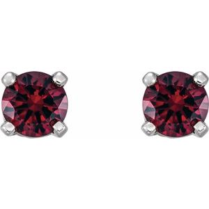 14K White Imitation Mozambique Garnet Youth Earrings