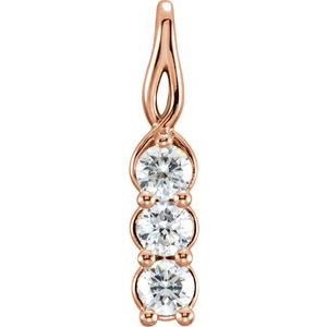14K White 3/4 CTW Natural Diamond Three-Stone Pendant
