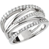 Platinum 1/2 CTW Natural Diamond Criss Cross Ring