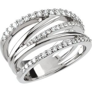 Platinum 1/2 CTW Natural Diamond Criss Cross Ring