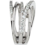 Platinum 1/2 CTW Natural Diamond Criss Cross Ring