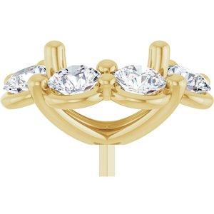 14K Yellow 8x8 mm Square 3 1/4 CTW Natural Diamond Semi-Set Halo-Style Peg Setting