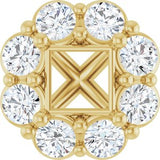 14K Yellow 8x8 mm Square 3 1/4 CTW Natural Diamond Semi-Set Halo-Style Peg Setting