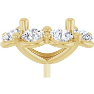 14K Yellow 8x8 mm Square 3 1/4 CTW Natural Diamond Semi-Set Halo-Style Peg Setting