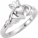 10K White Claddagh Ring