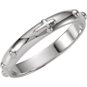 Platinum 3.2 mm Rosary Ring Size 12