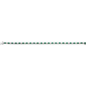Platinum Natural Emerald & 2 1/3 CTW Natural Diamond Line 7"  Bracelet
