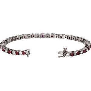 Platinum Natural Ruby & 2 1/3 CTW Natural Diamond Line 7" Bracelet