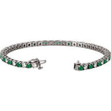 Platinum Natural Emerald & 2 1/3 CTW Natural Diamond Line 7"  Bracelet
