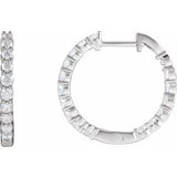 14K White 1 CTW Lab-Grown Diamond Inside-Outside Hinged 19.3 mm Hoop Earrings