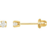 14K Yellow 3 mm Imitation White Cubic Zirconia Piercing Stud Earrings