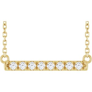 14K Yellow 1/8 CTW Natural Diamond French-Set Bar 16" Necklace