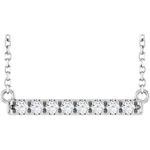 Platinum 1/8 CTW Natural Diamond French-Set Bar 16" Necklace