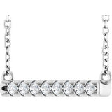 14K White 1/8 CTW Natural Diamond French-Set Bar 16" Necklace