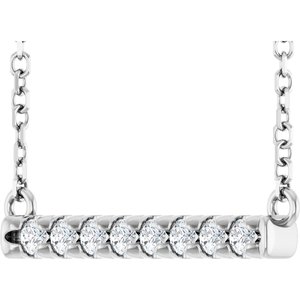 Platinum 1/8 CTW Natural Diamond French-Set Bar 16" Necklace