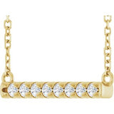 14K Yellow 1/8 CTW Natural Diamond French-Set Bar 16" Necklace