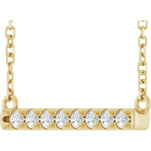 14K Yellow 1/8 CTW Natural Diamond French-Set Bar 16" Necklace