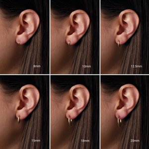 14K White Hinged 12.5 mm Hoop Earrings