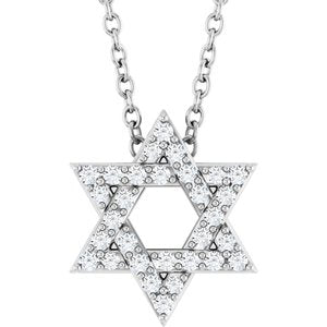 Platinum 1/10 CTW Natural Diamond Star of David 16-18" Necklace